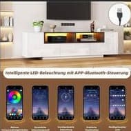طاولة تلفاز بإضاءة LED تُتحكم بالتطبيق